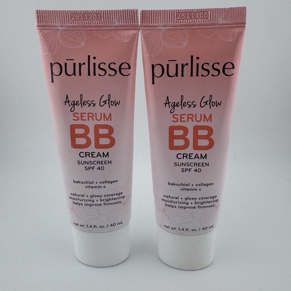 Purlisse Ageless Glow‎ Serum BB Cream SPF 40 Light Medium, 1.4 fl oz - 2 Pack